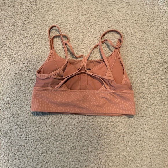 LULULEMON Nulu Mesh Support Yoga Bra Sz 6 Jewel Emboss Spiced Chai A/B Cup - Picture 2 of 10